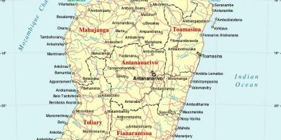 Madagascar map with cities