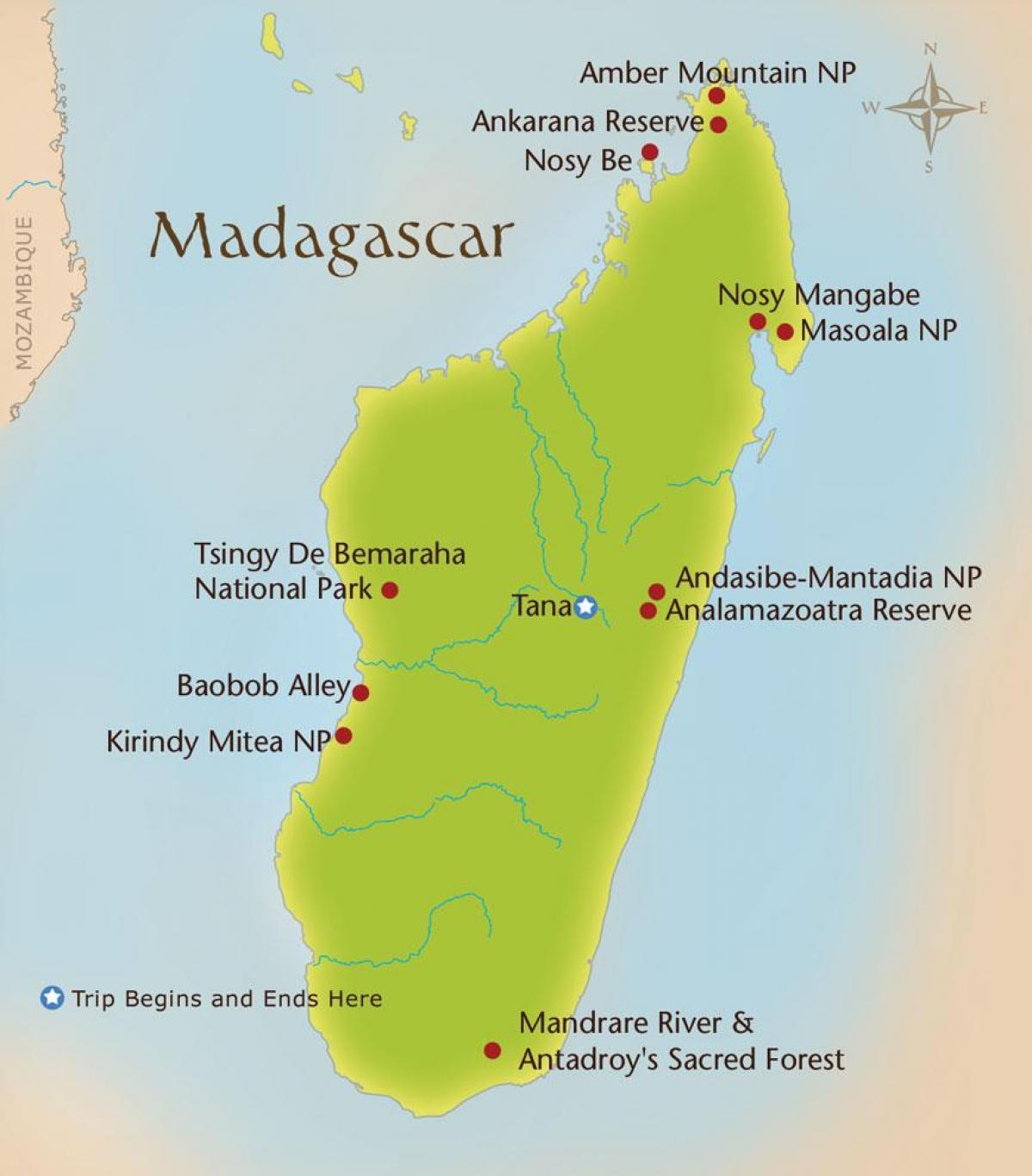 map of Madagascar mountains