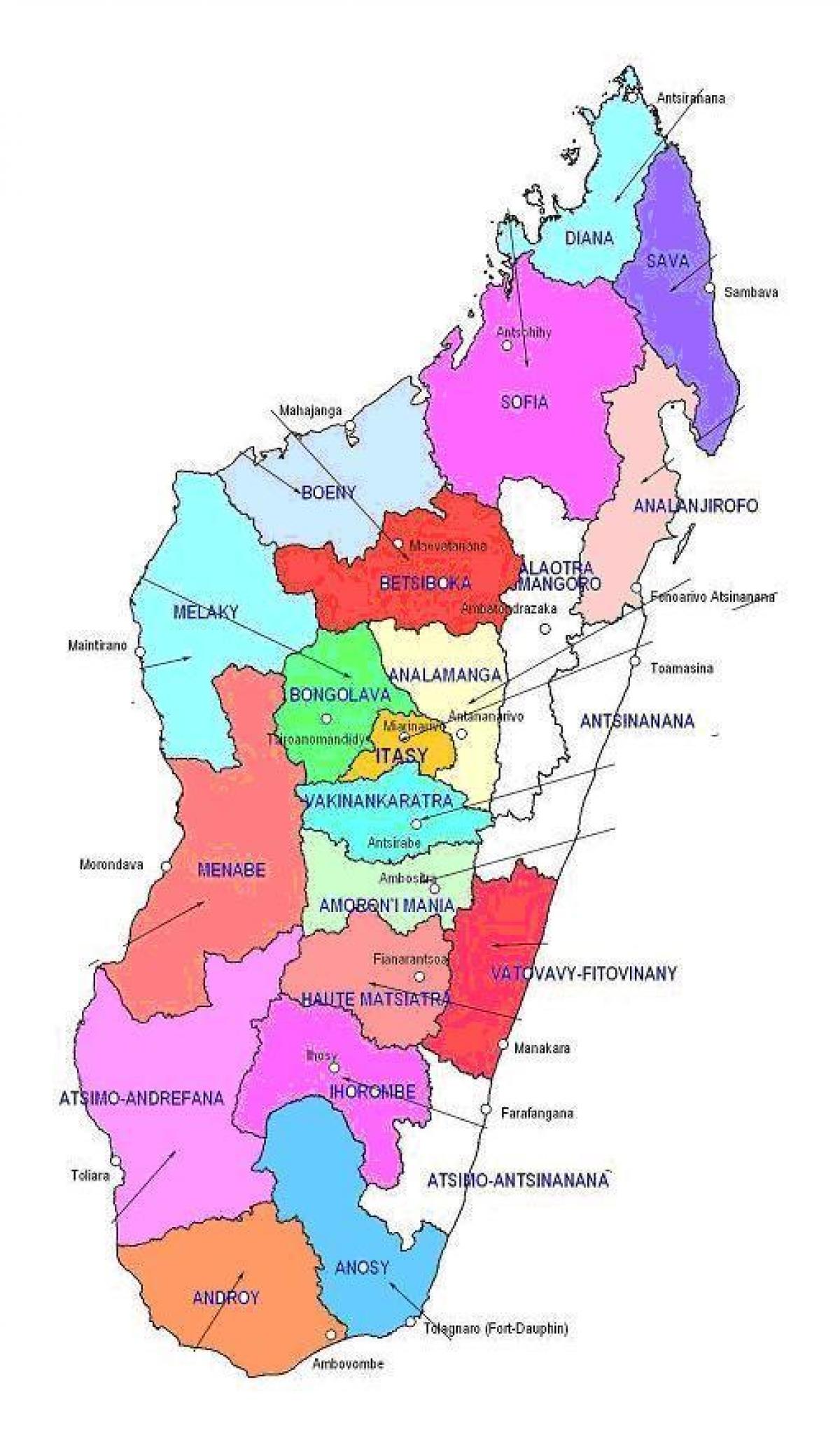 map of Madagascar regions